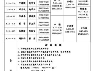 beat365英国官方网站（相山校区）学校办公室2013年暑假值班表